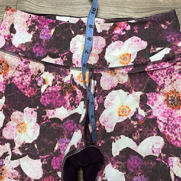Nike Dri Fit Womens Purple Floral High Waist Activewear Leggings Size Medium - Picture 7 of 7